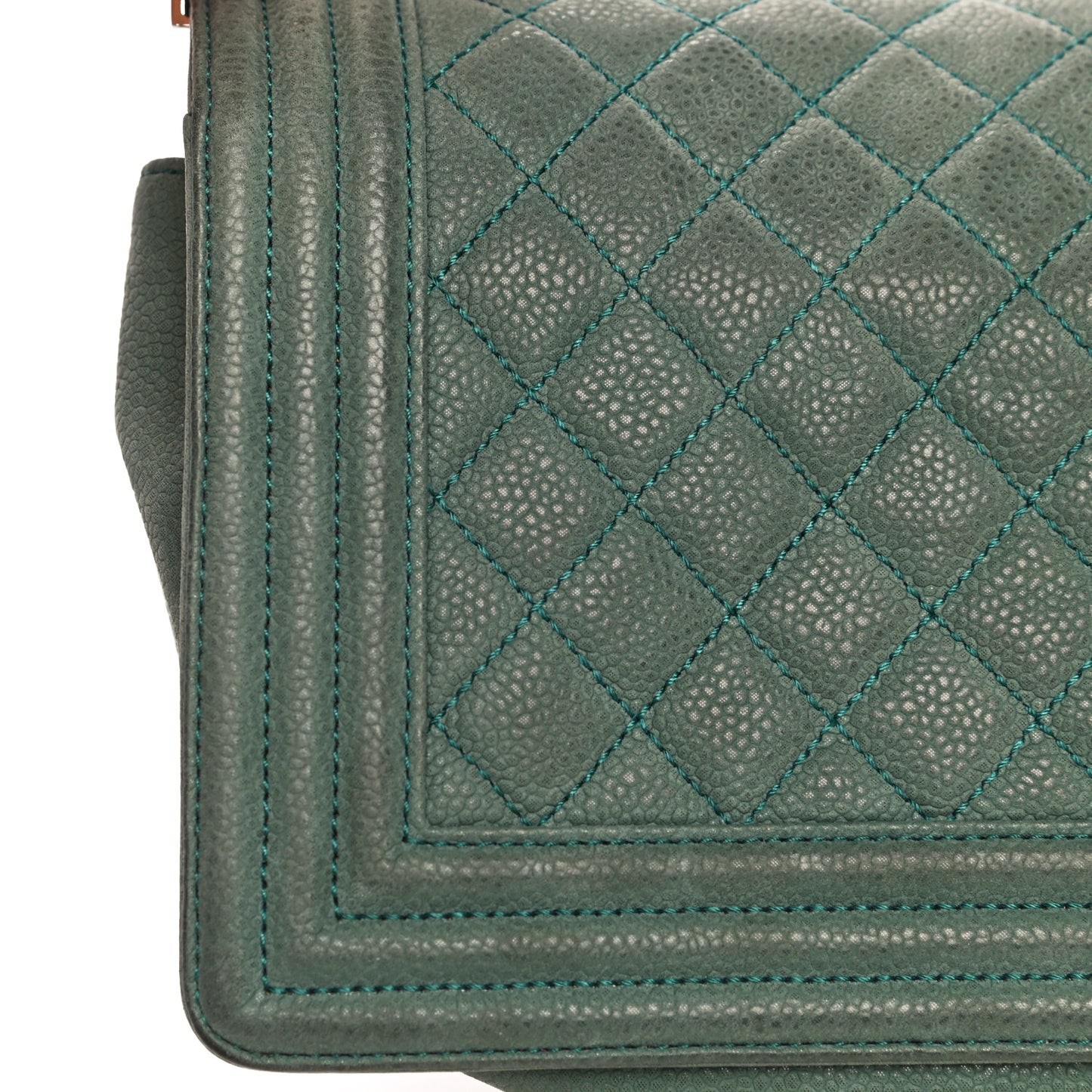 Iridescent Caviar Quilted Medium Boy Flap Green