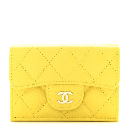Chanel Caviar Quilted Double Flap Wallet Yellow 1 of 11