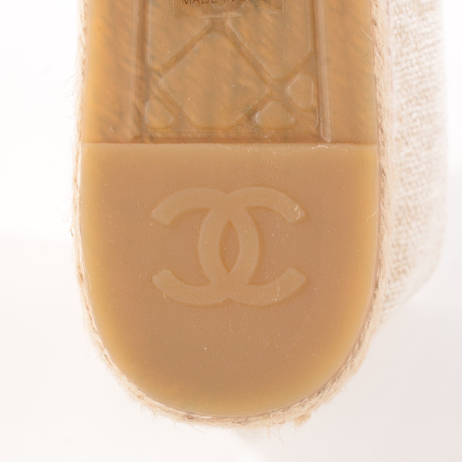 Chanel Toile Sequin CC Espadrilles 38 Beige Black 9 of 10