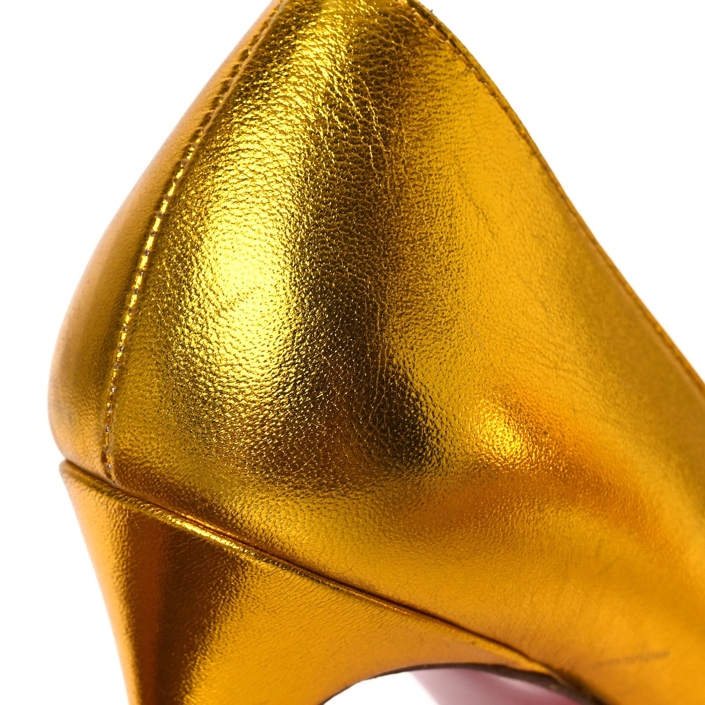 Metallic Crinkled Calfskin 100 Pumps 38.5 Gold