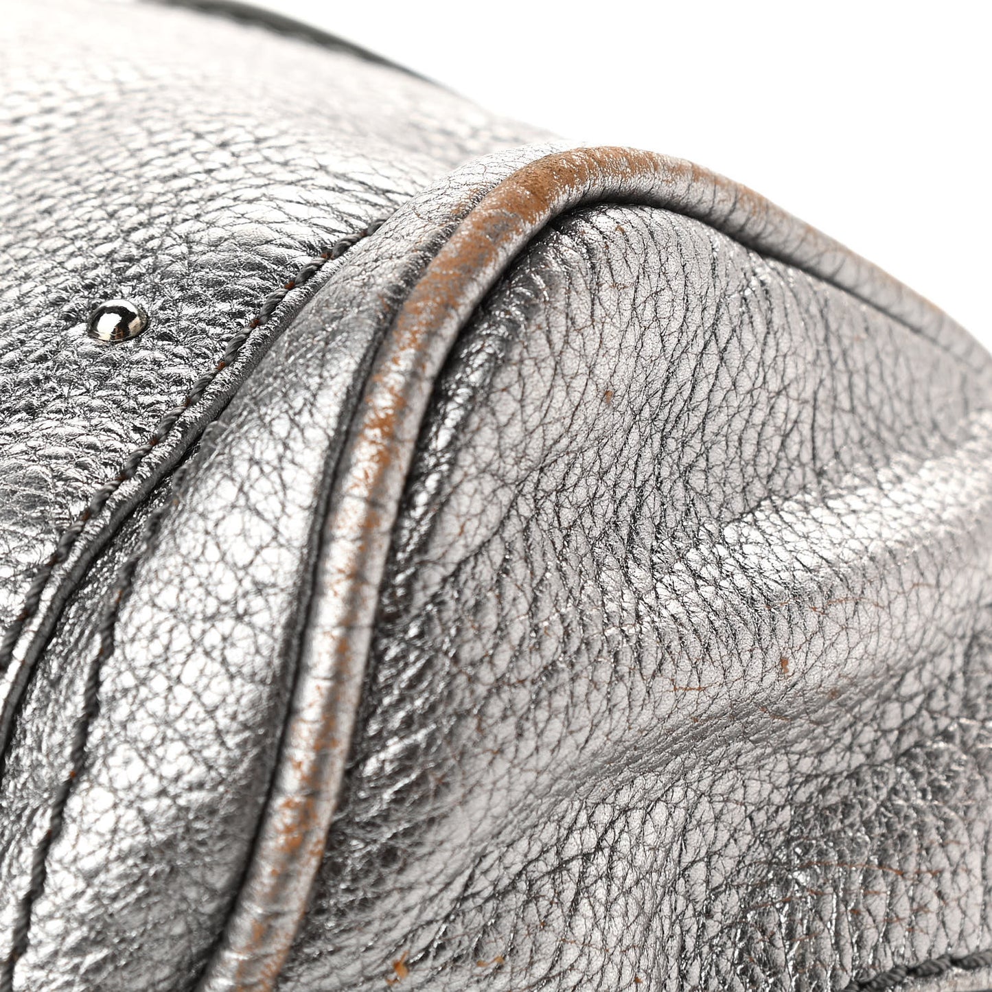 Metallic Calfskin Medium Paddington Satchel Silver