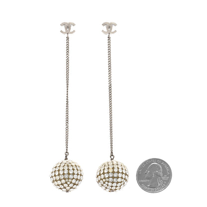 Chanel Crystal CC Drop Earrings Silver 2 of 6