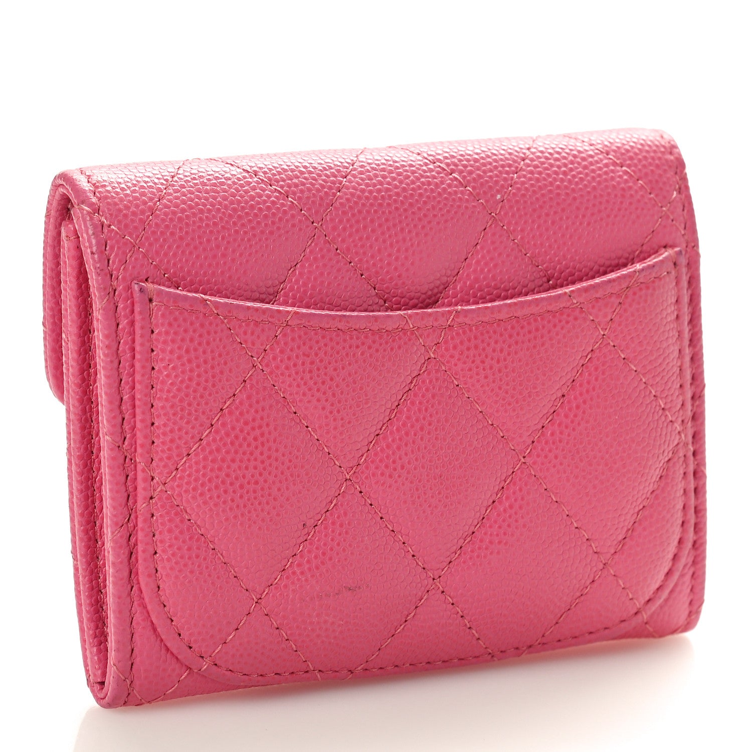 Chanel Caviar Quilted Flap Card Holder Wallet Pink 3 of 11