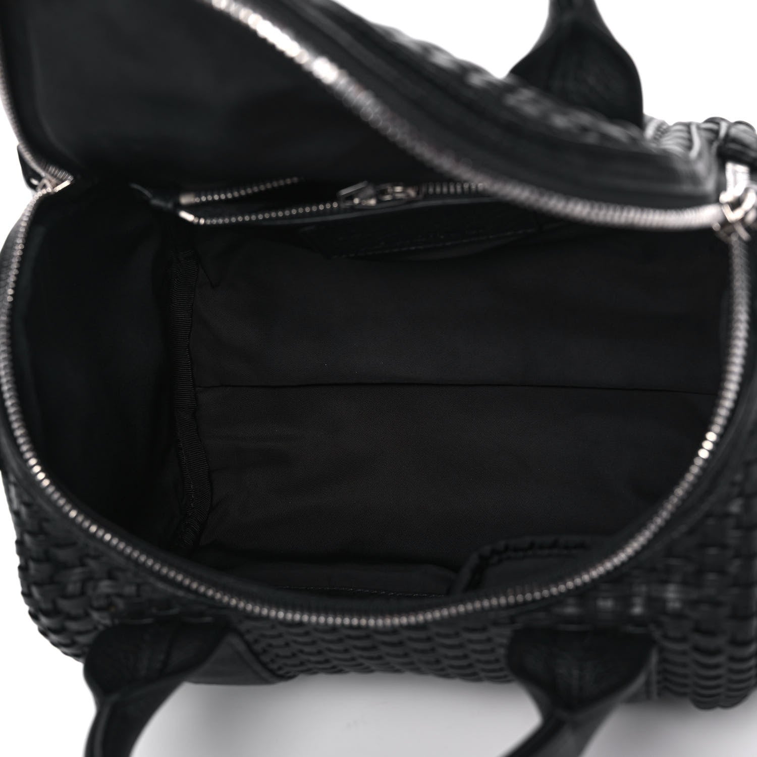 Alexander Wang Pebbled Lambskin Woven Rocco Black Silver Hardware 4 of 9