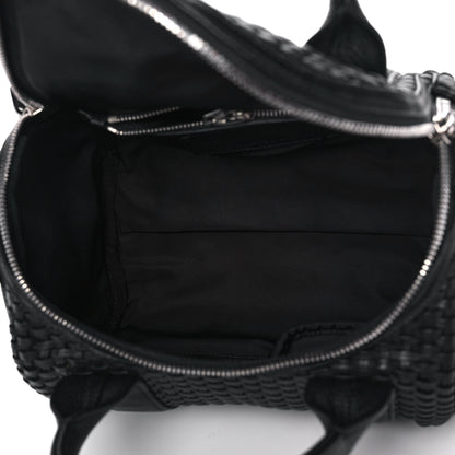 Alexander Wang Pebbled Lambskin Woven Rocco Black Silver Hardware 4 of 9
