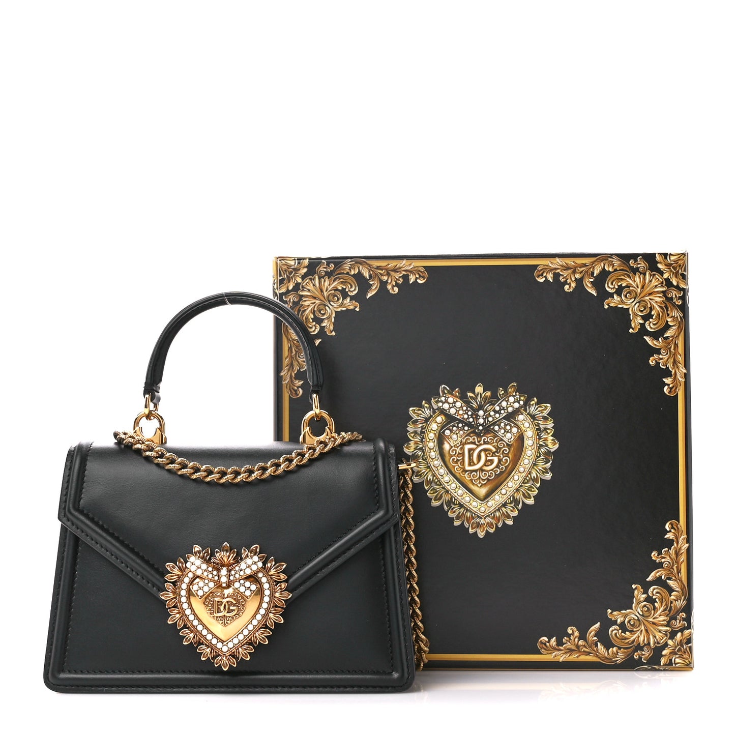 Smooth Calfskin Small Devotion Envelope Top Handle Bag Black