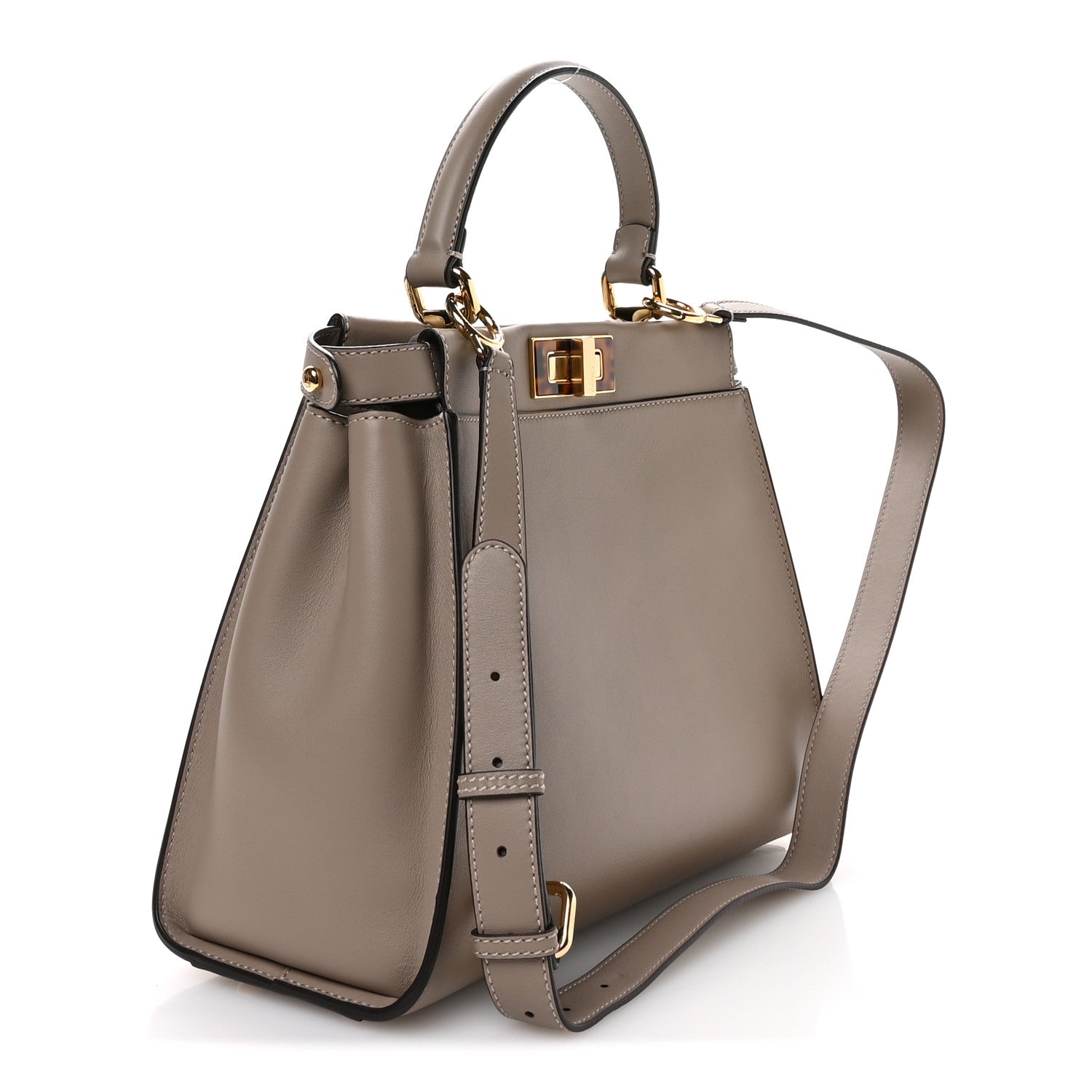 Fendi Vitello Seta Plexiglass Tortoise Medium Peekaboo Iconic Satchel Tortora 3 of 11