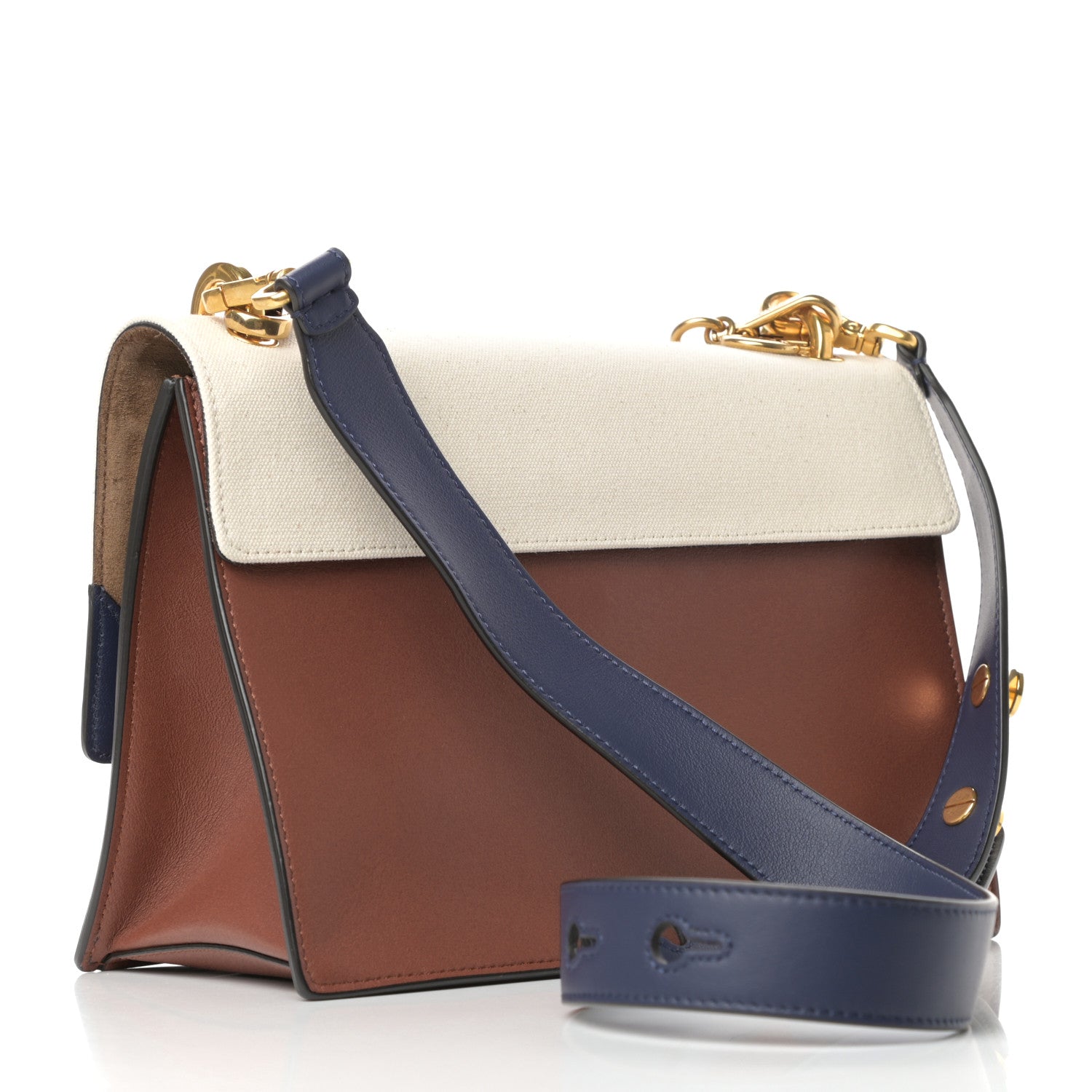 Fendi Vitello Grace Century Seville Canvas F is Fendi Kan U Shoulder Bag Rust Grezzo Blueberry 3 of 9
