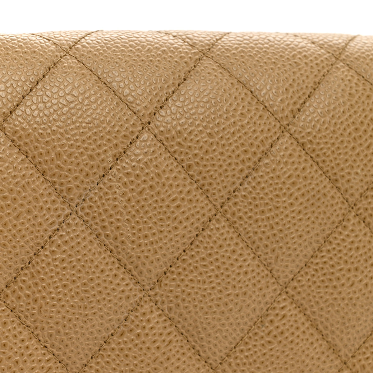 Caviar Quilted Medium Single Flap Beige