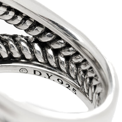 David Yurman Sterling Silver Diamond Pearl 10mm Crossover Ring 52 6 4 of 4