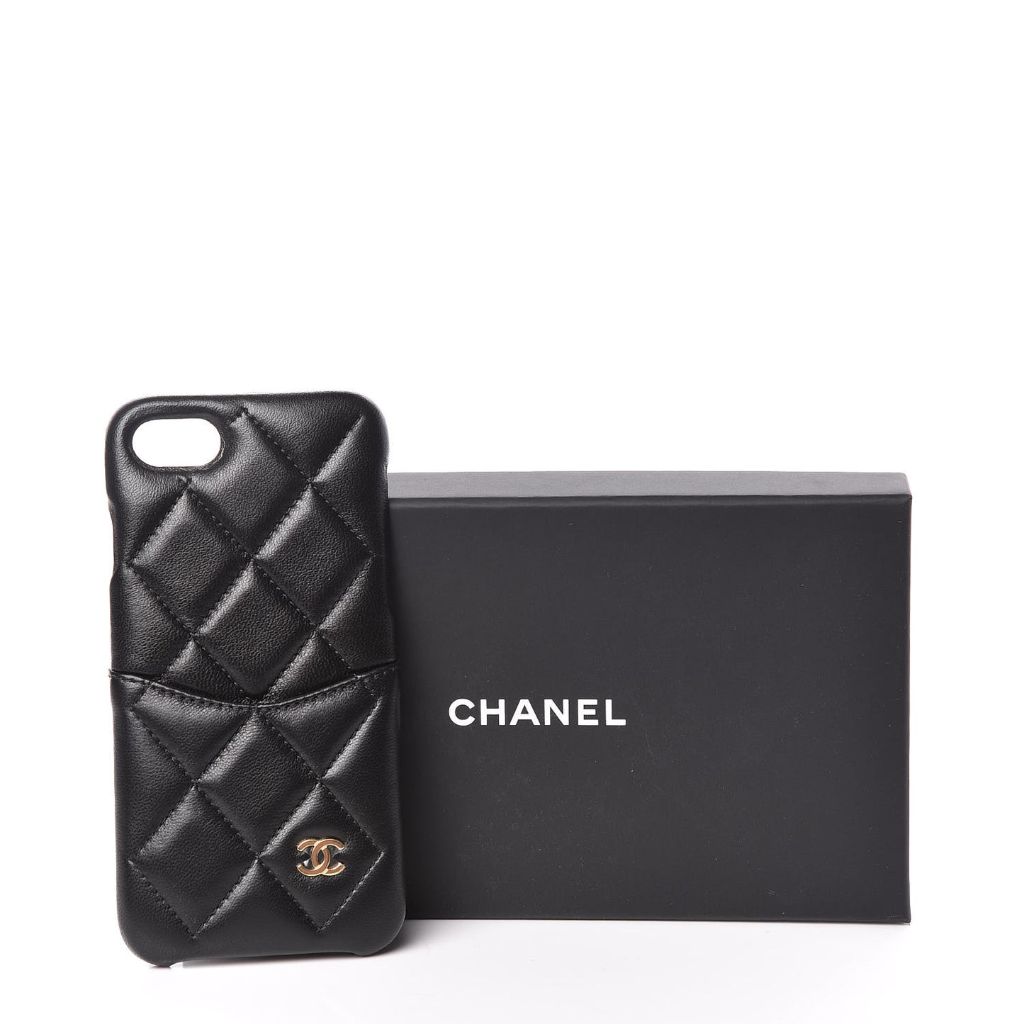 Lambskin Quilted iPhone 7/8 Coco Tech Case Black
