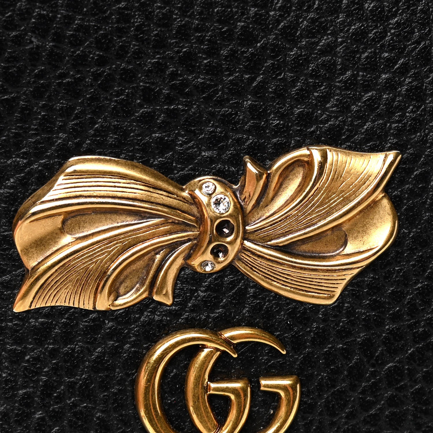 Gucci Calfskin GG Marmont Bow Card Case Black 6 of 6