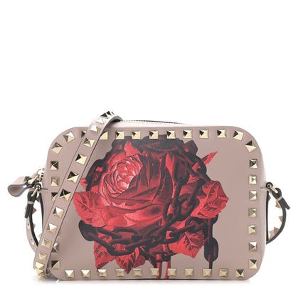 Valentino Garavani X UNDERCOVER Calfskin Rockstud Rose Print Camera Crossbody Bag Poudre 1 of 8