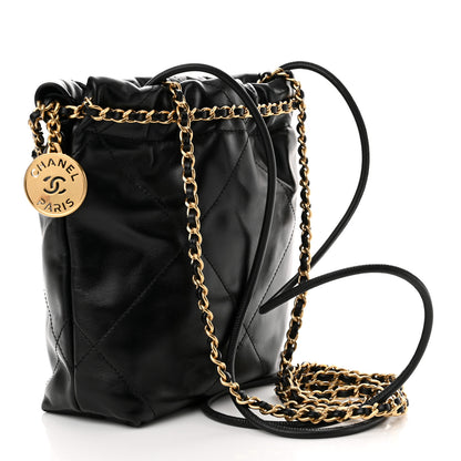 Chanel Shiny Calfskin Quilted Pearl CC Chain Mini Chanel 22 Black 3 of 11