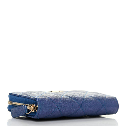 Chanel Iridescent Caviar Quilted Zip Around Coin Purse Dark Blue 3 of 6