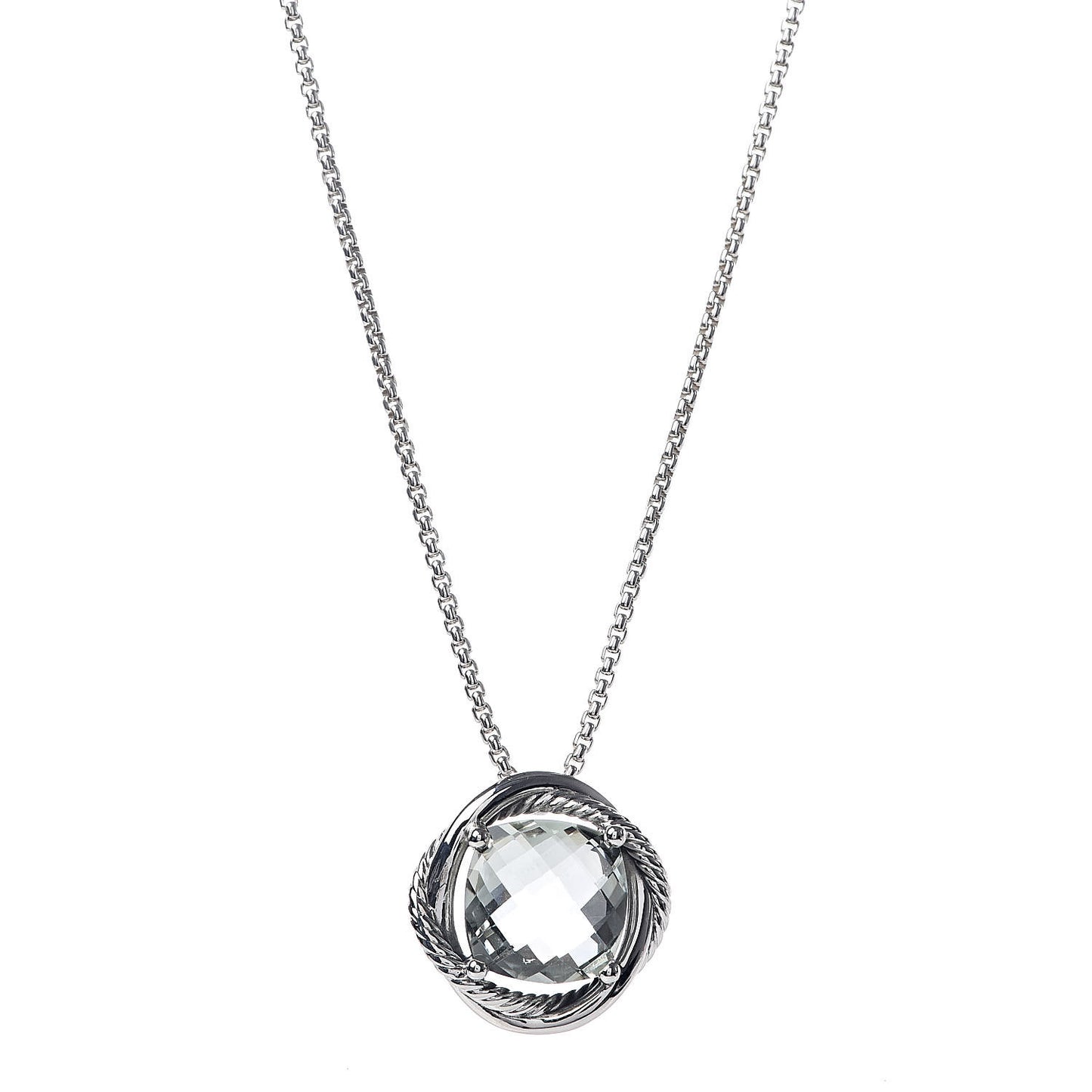 Sterling Silver Prasiolite 14mm Infinity Pendant Necklace