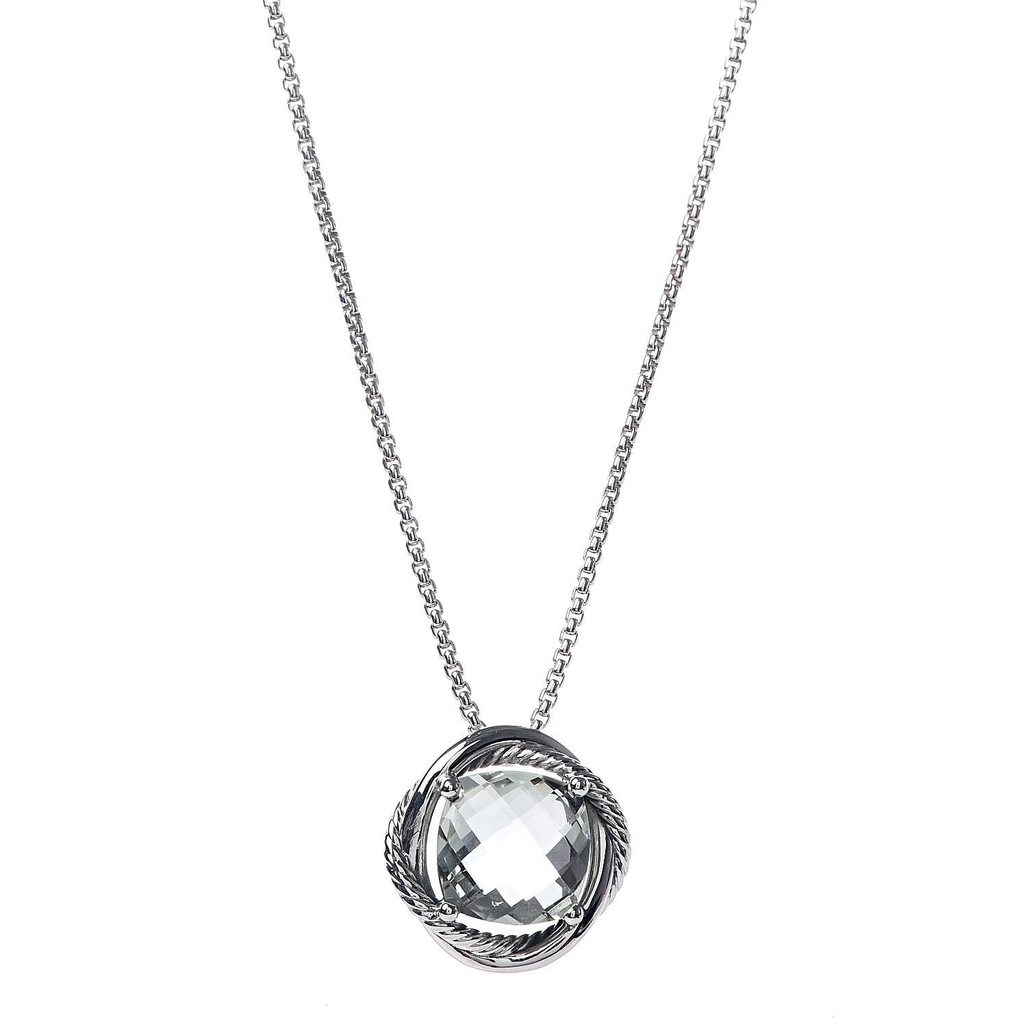 David Yurman Sterling Silver Prasiolite 14mm Infinity Pendant Necklace 1 of 4