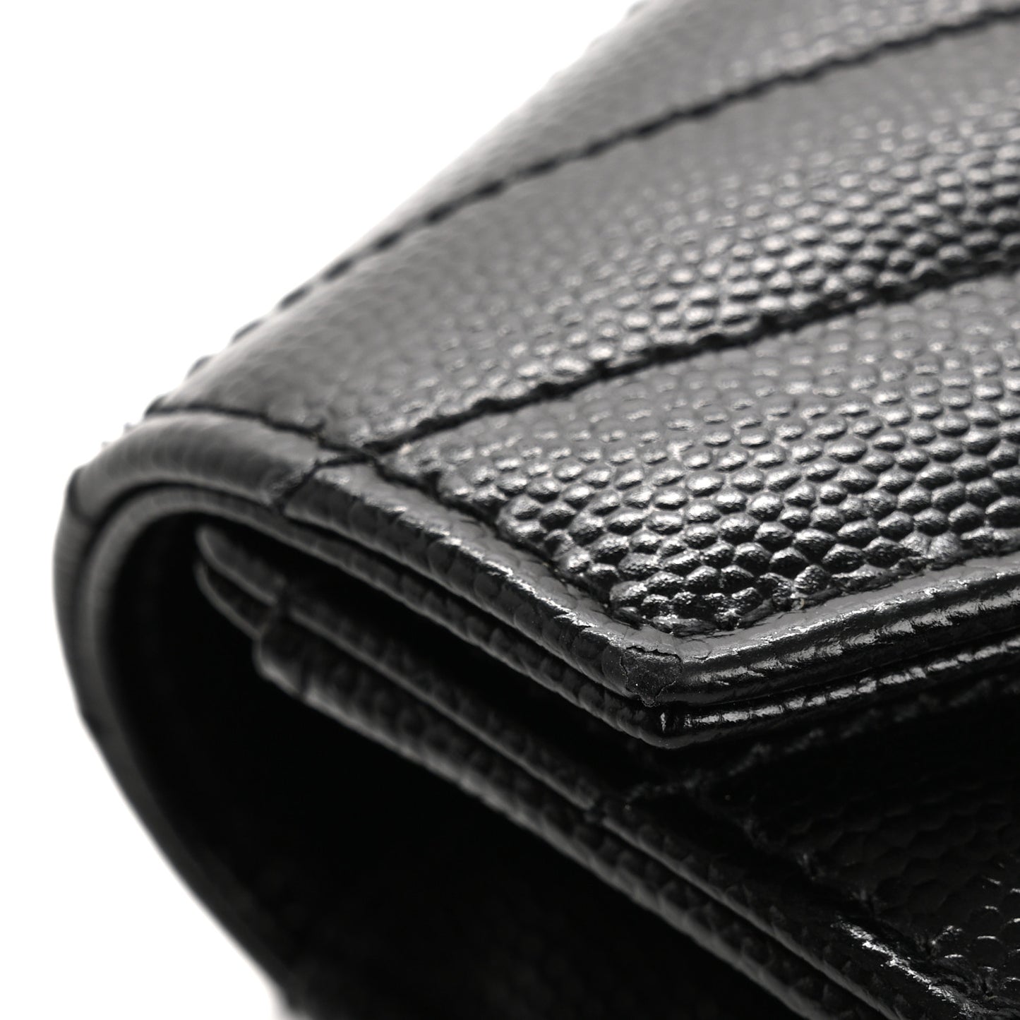Grain De Poudre Matelasse Chevron Monogram Flap Wallet Black