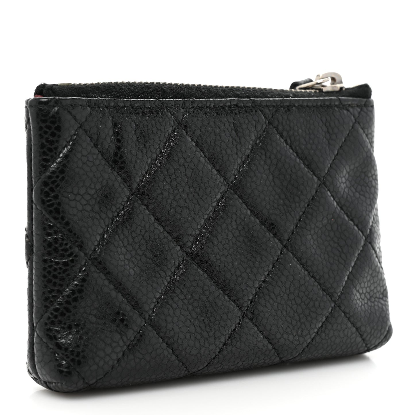 Calfskin Quilted Key Holder Case Black