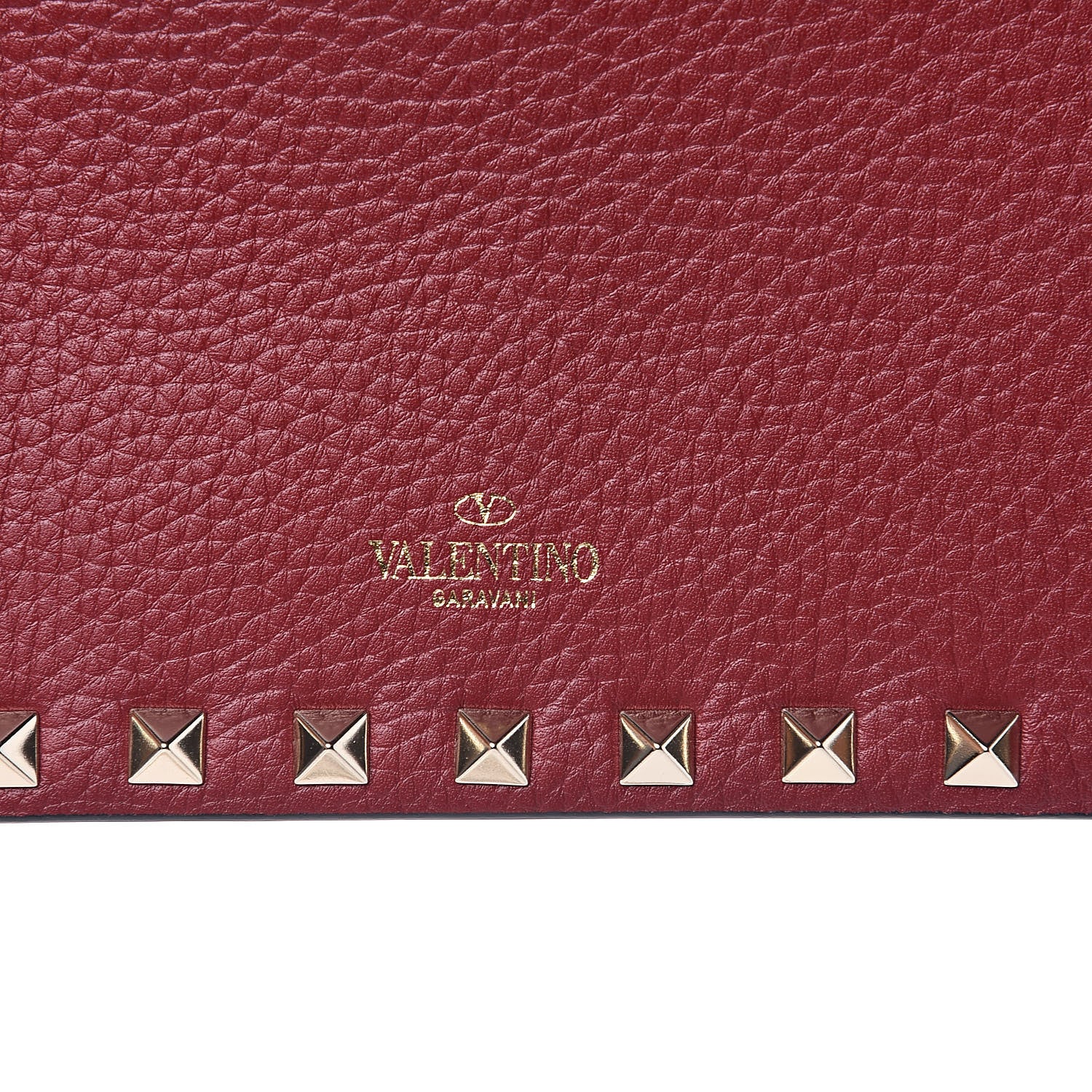 Valentino Garavani Pebbled Calfskin Rockstud Envelope Wallet on Chain Rubino 9 of 10