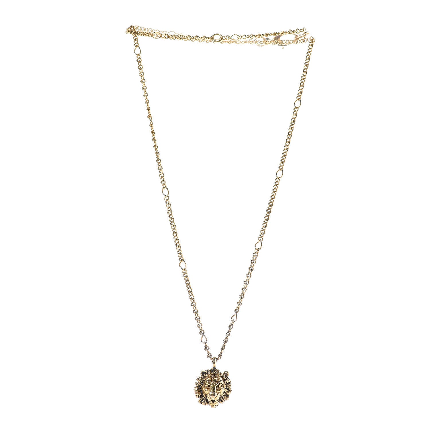 Gucci Metal Lion Head Necklace Gold 3 of 6