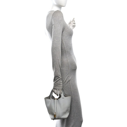 Hermes Taurillon Clemence Picotin Lock 18 PM Bleu Pale 2 of 10