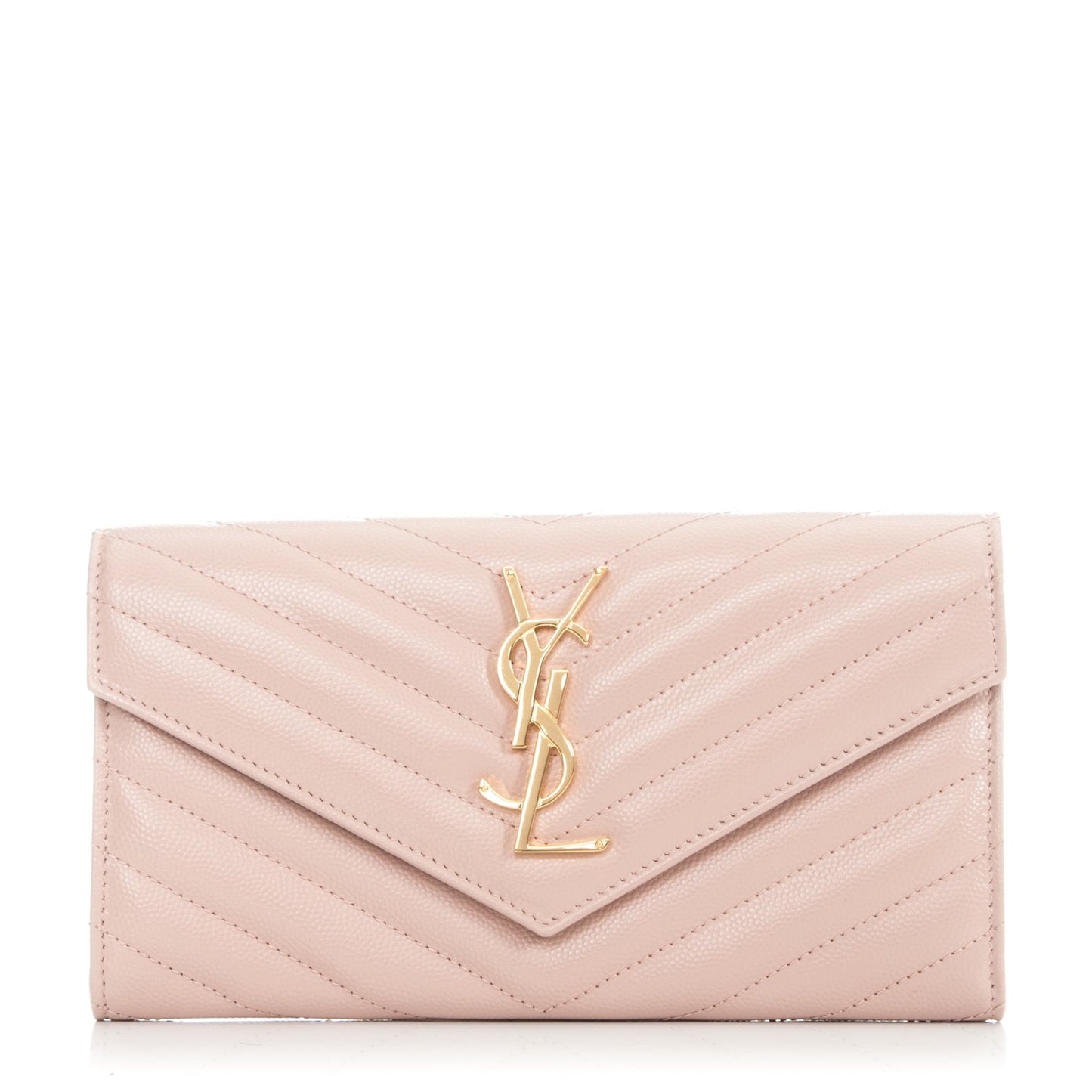 Grain De Poudre Matelasse Chevron Monogram Wallet Pale Pink