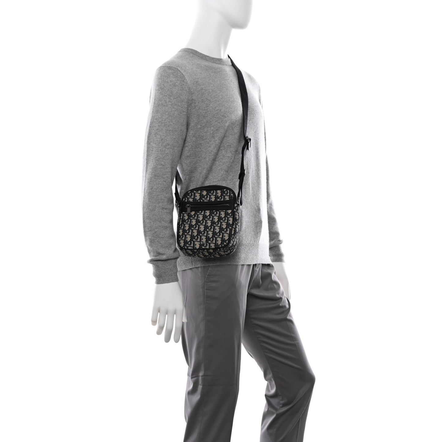 Oblique Messenger Pouch Beige Black