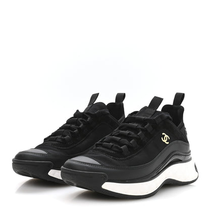 Chanel Velvet Calfskin Mixed Fibers CC Sneakers 37.5 Black 4 of 8