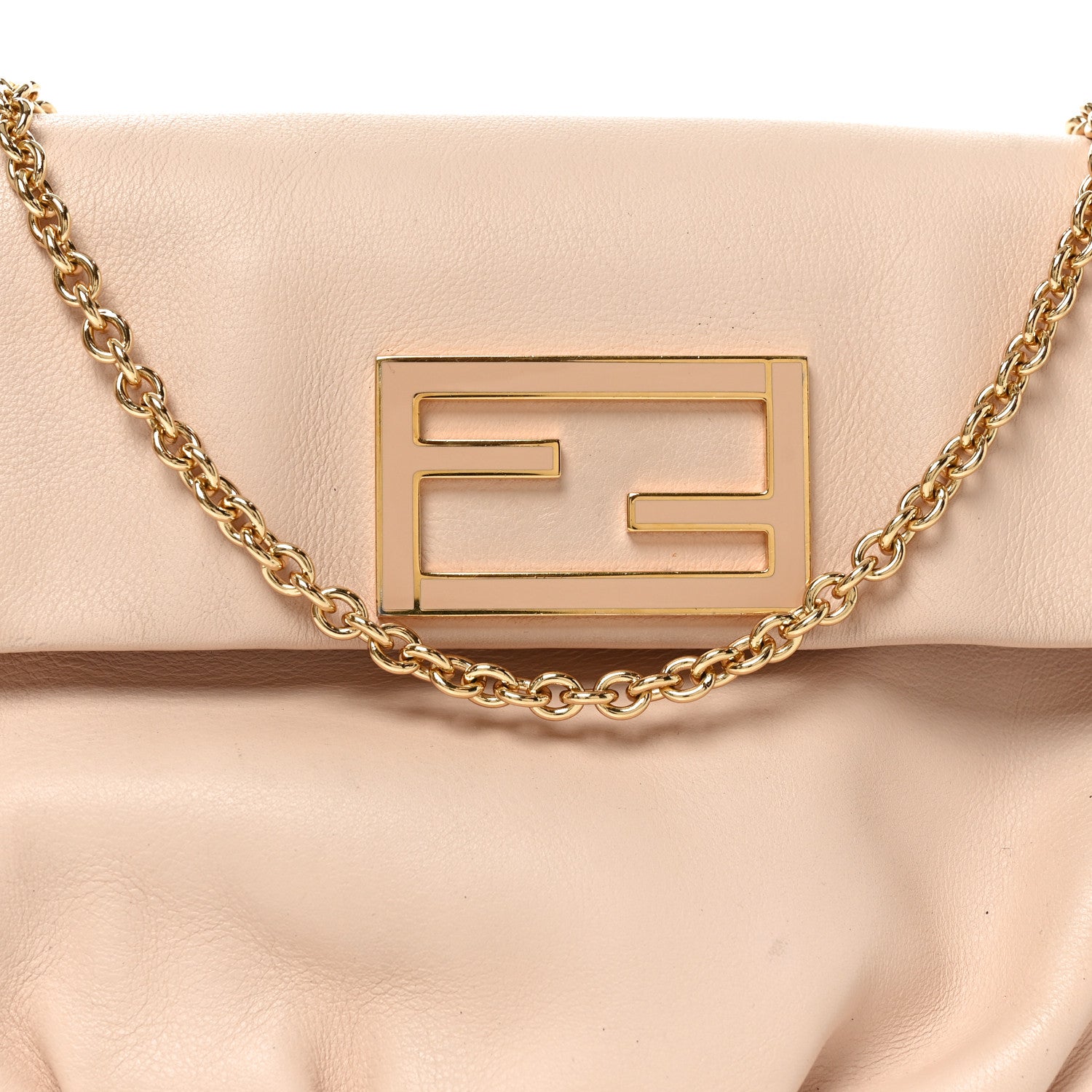 Fendi Vitello Flamingo Enamel Fendista Pouchette Crossbody Rosa Plaster 8 of 10