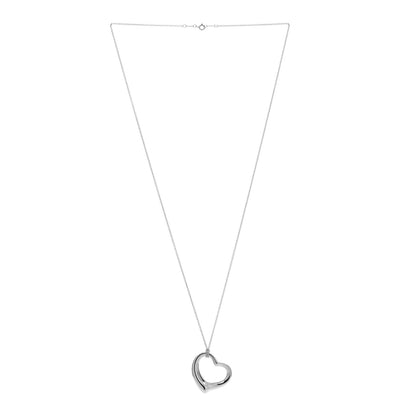 Tiffany Sterling Silver 36mm Elsa Peretti Open Heart Pendant Necklace 3 of 4