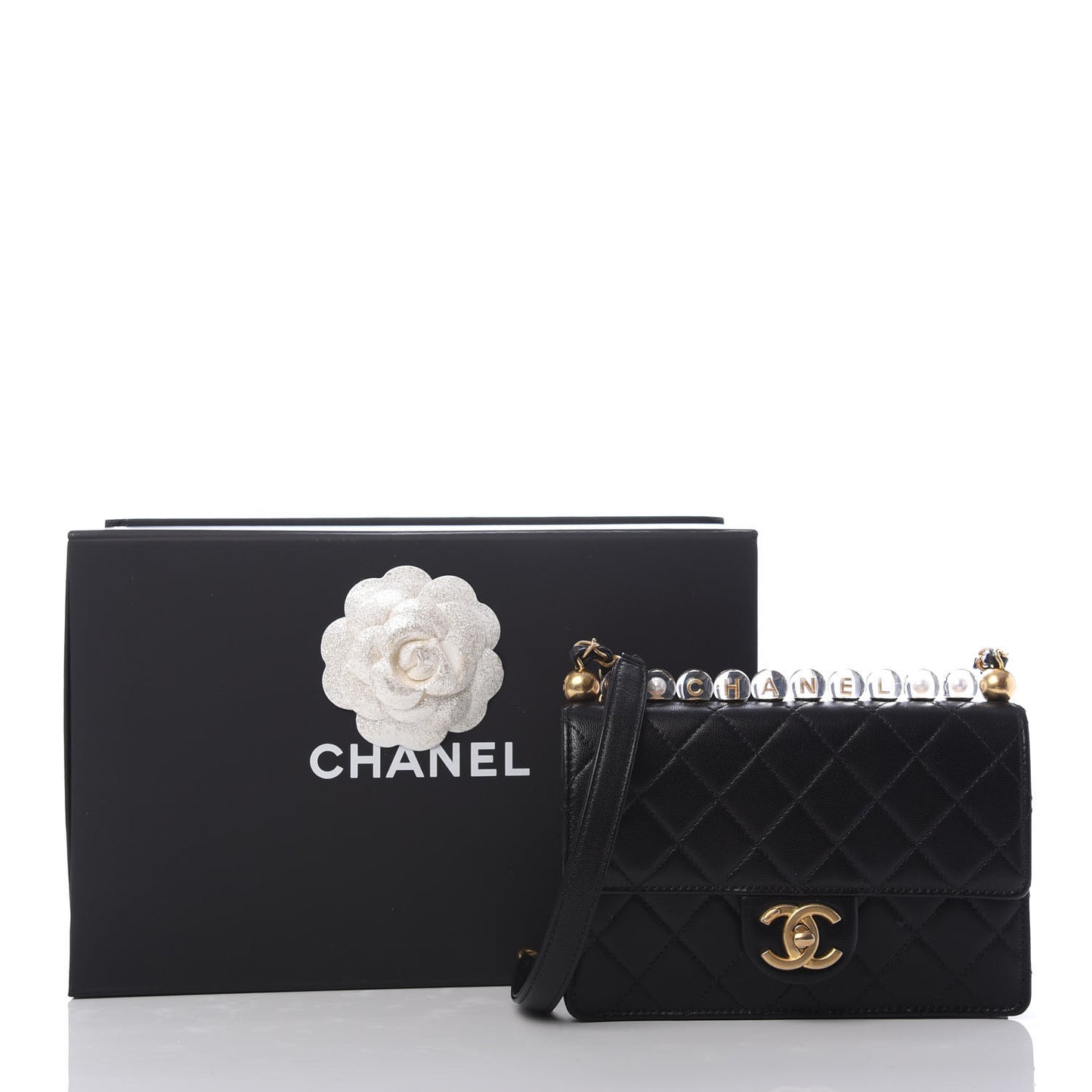 Goatskin Quilted Acrylic Beads Small Flap Black
