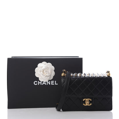 Chanel Goatskin Quilted Acrylic Beads Small Flap Black 10 of 10
