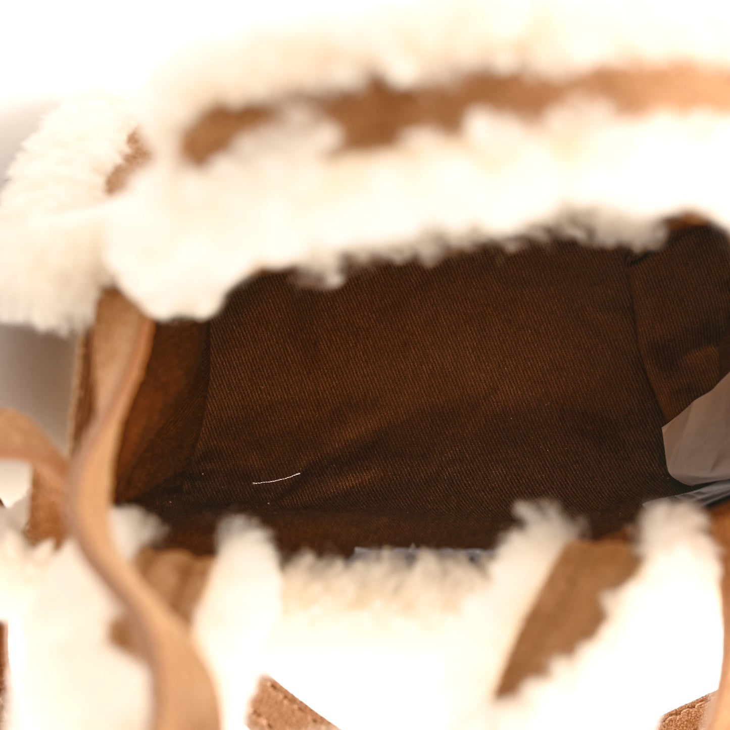 X UGG Suede Shearling Small Shopping Bag Chestnut
