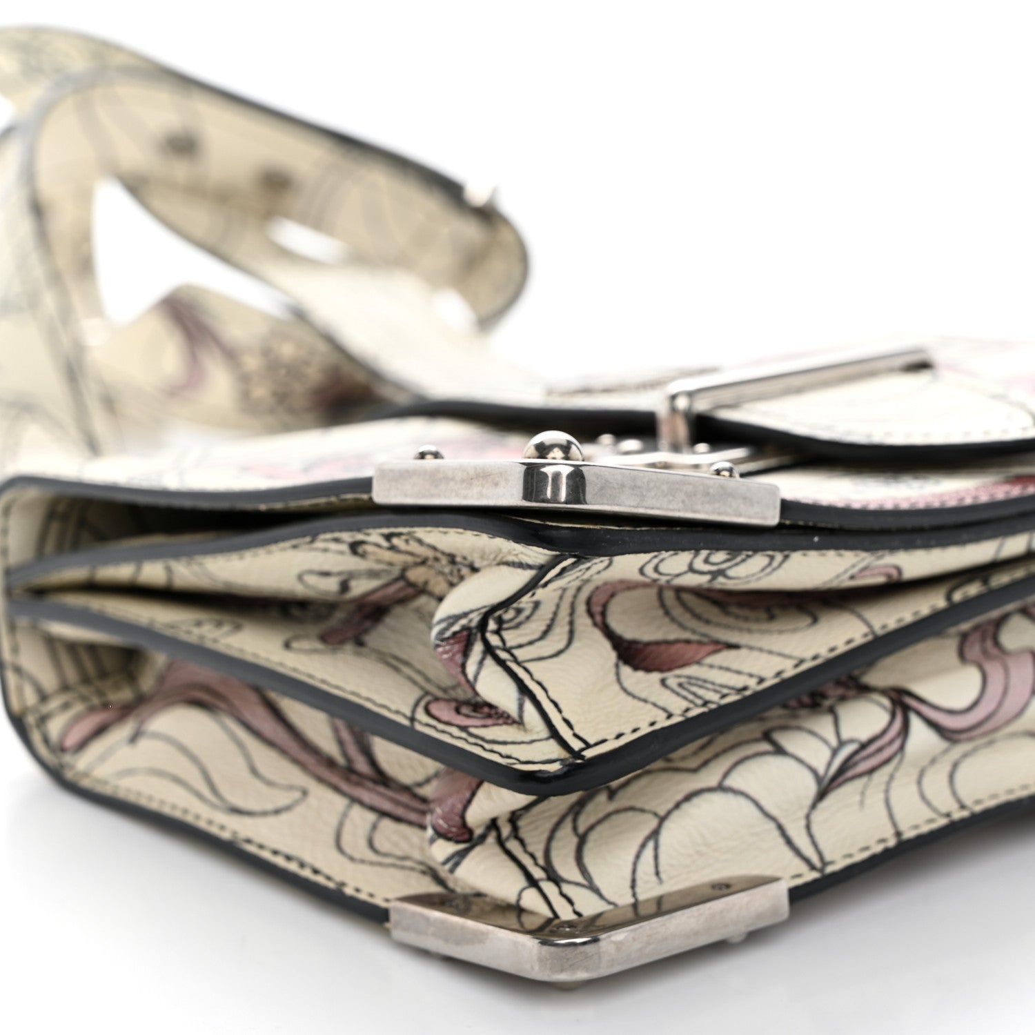 Prada X JAMES JEAN Glace Calfskin Rabbit Print Cahier Bag Opaline 9 of 10