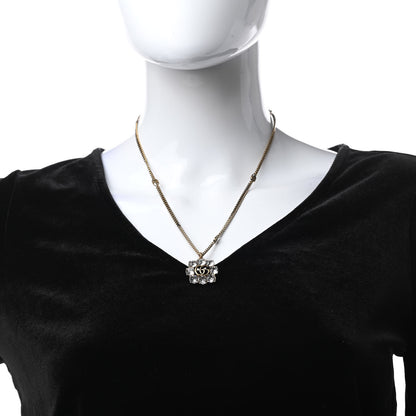 Gucci Crystal Embellished Double G Necklace Aged Gold 2 of 4