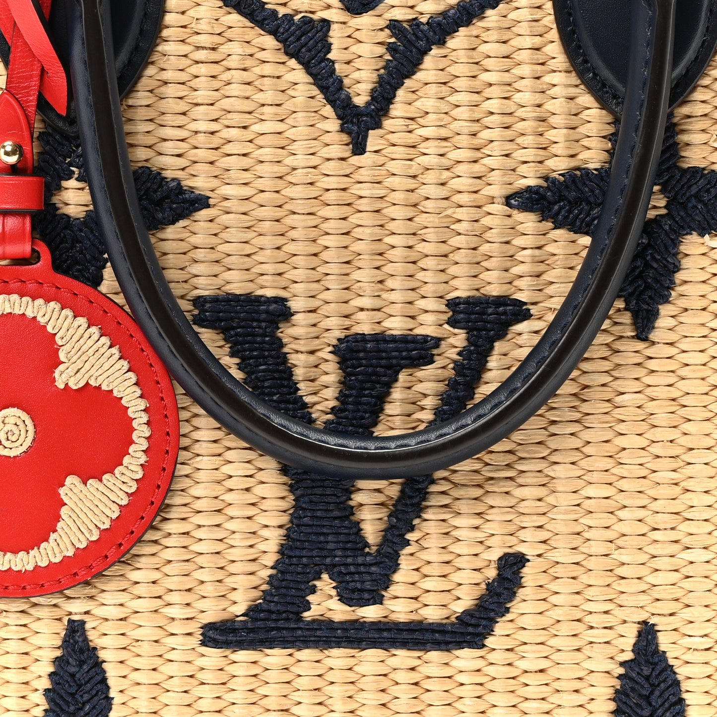 Raffia Calfskin Monogram Giant Onthego MM Blue