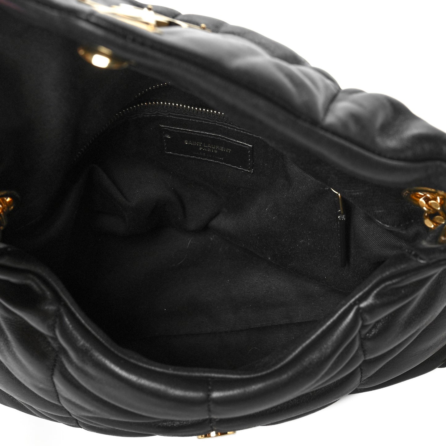 Lambskin Quilted Small Loulou Puffer Monogram Chain Satchel Black