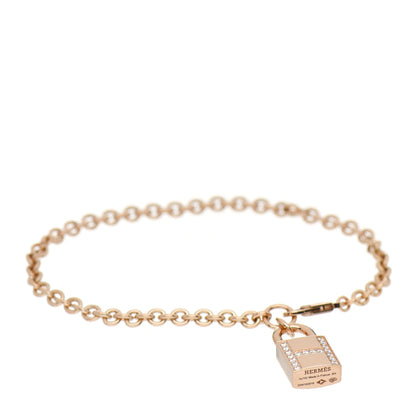 Hermes 18K Rose Gold Diamond Amulettes Cadenas Bracelet SH 1 of 5