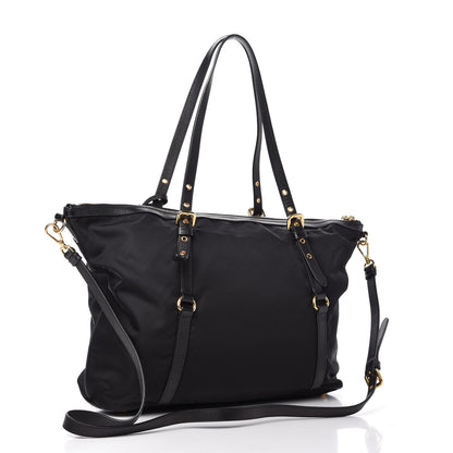 Prada Tessuto Nylon Saffiano Tote Black 3 of 10