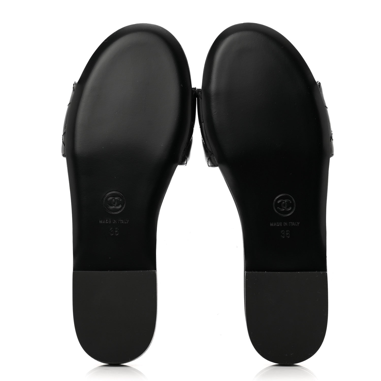 Chanel Shiny Goatskin Quilted CC Mules Sandals 36 Black 5 of 9