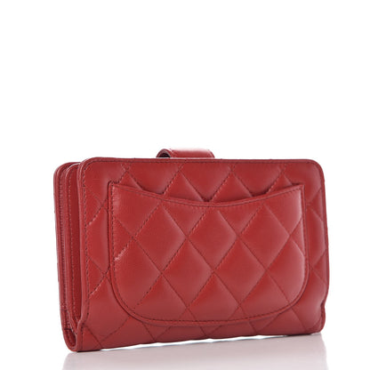 Chanel Lambskin Quilted Zipped Pocket Wallet Red 3 of 7