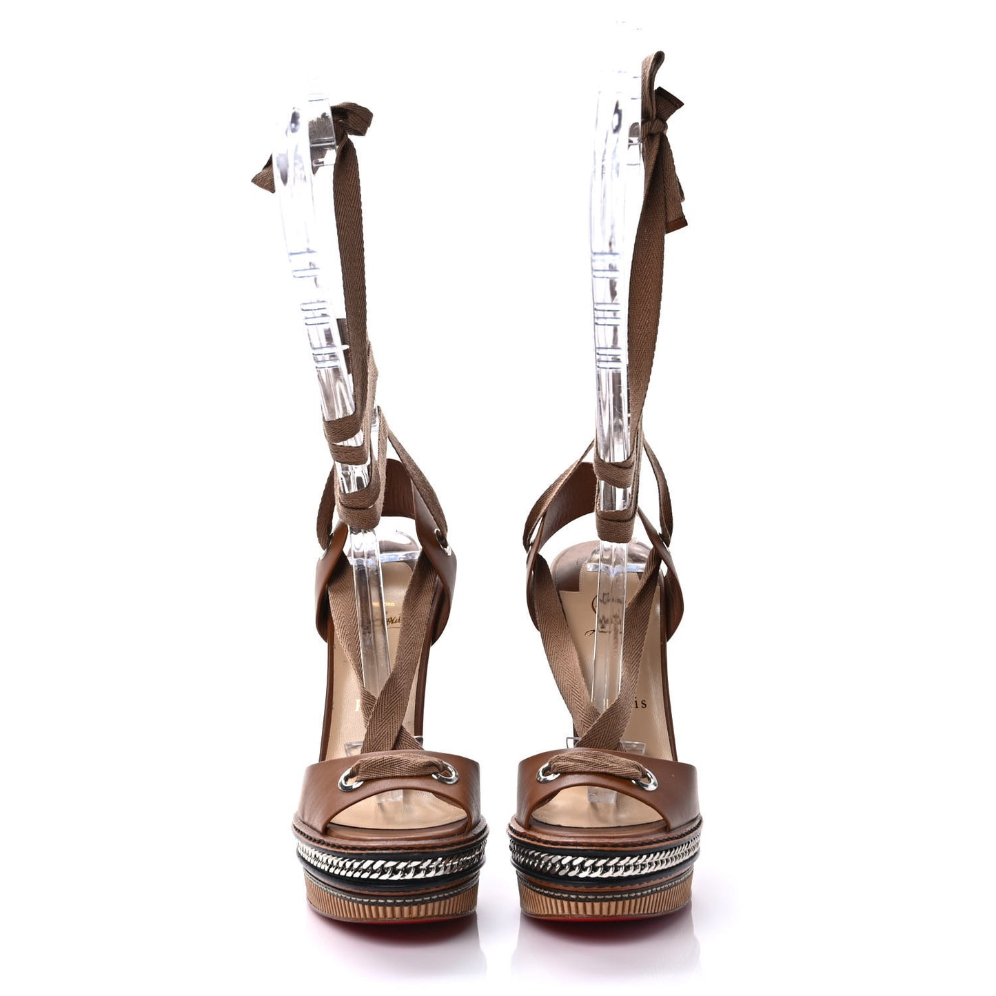 Shiny Calfskin Tribuli 140 Wedge Sandals 39 Fauve