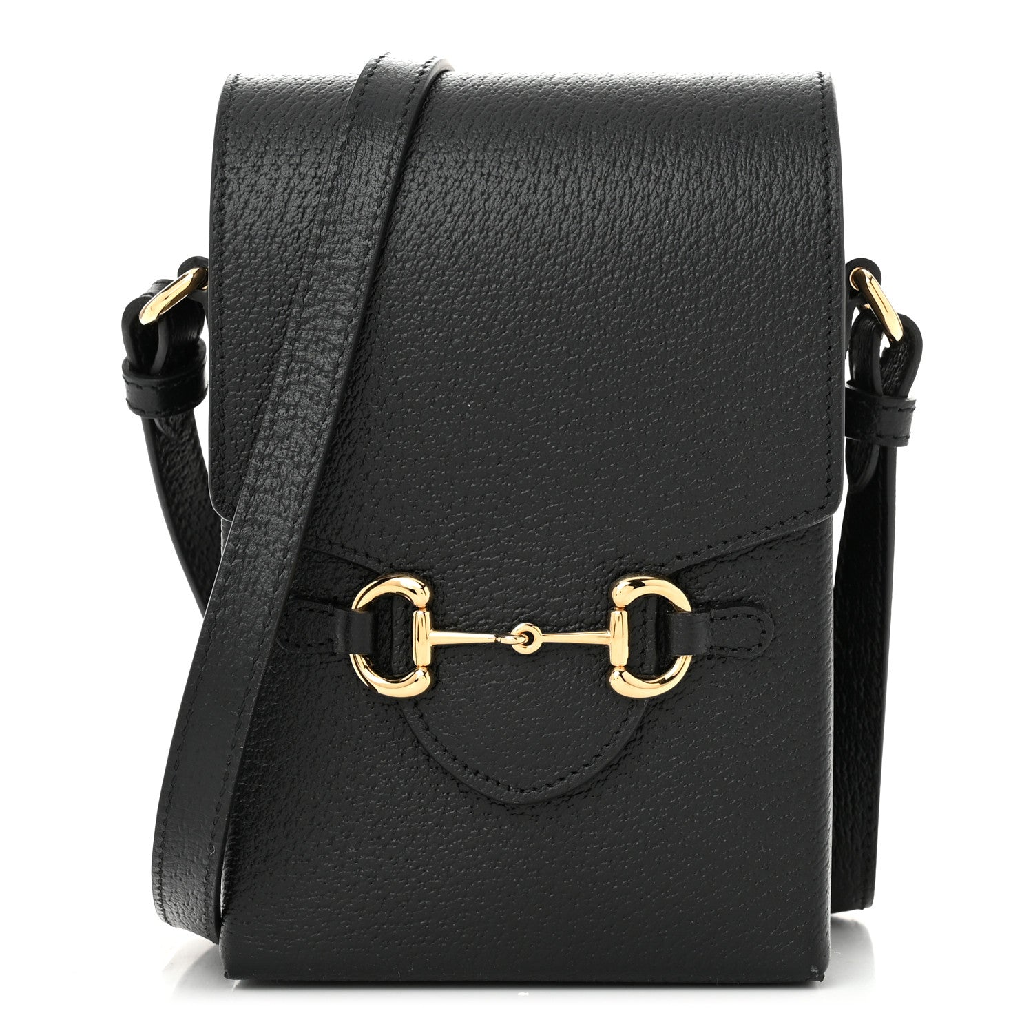 Gucci Dollar Calfskin Vertical Horsebit 1955 Crossbody Bag Black 1 of 9