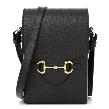 Gucci Dollar Calfskin Vertical Horsebit 1955 Crossbody Bag Black 1 of 9
