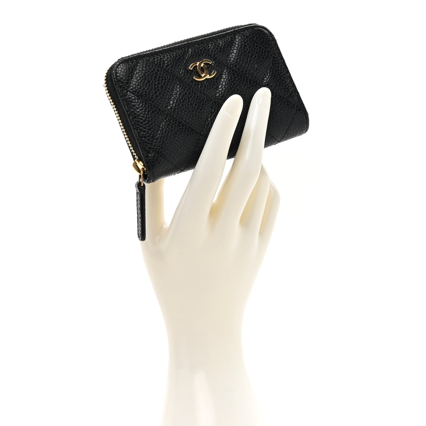Caviar Quilted Classic Zipped Coin Purse Black
