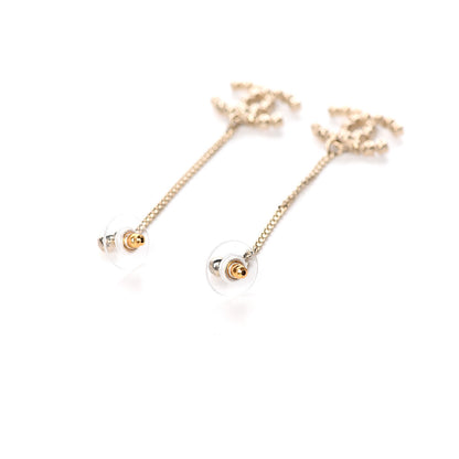 Chanel Crystal CC Drop Earrings Pink Grey Gold 3 of 4