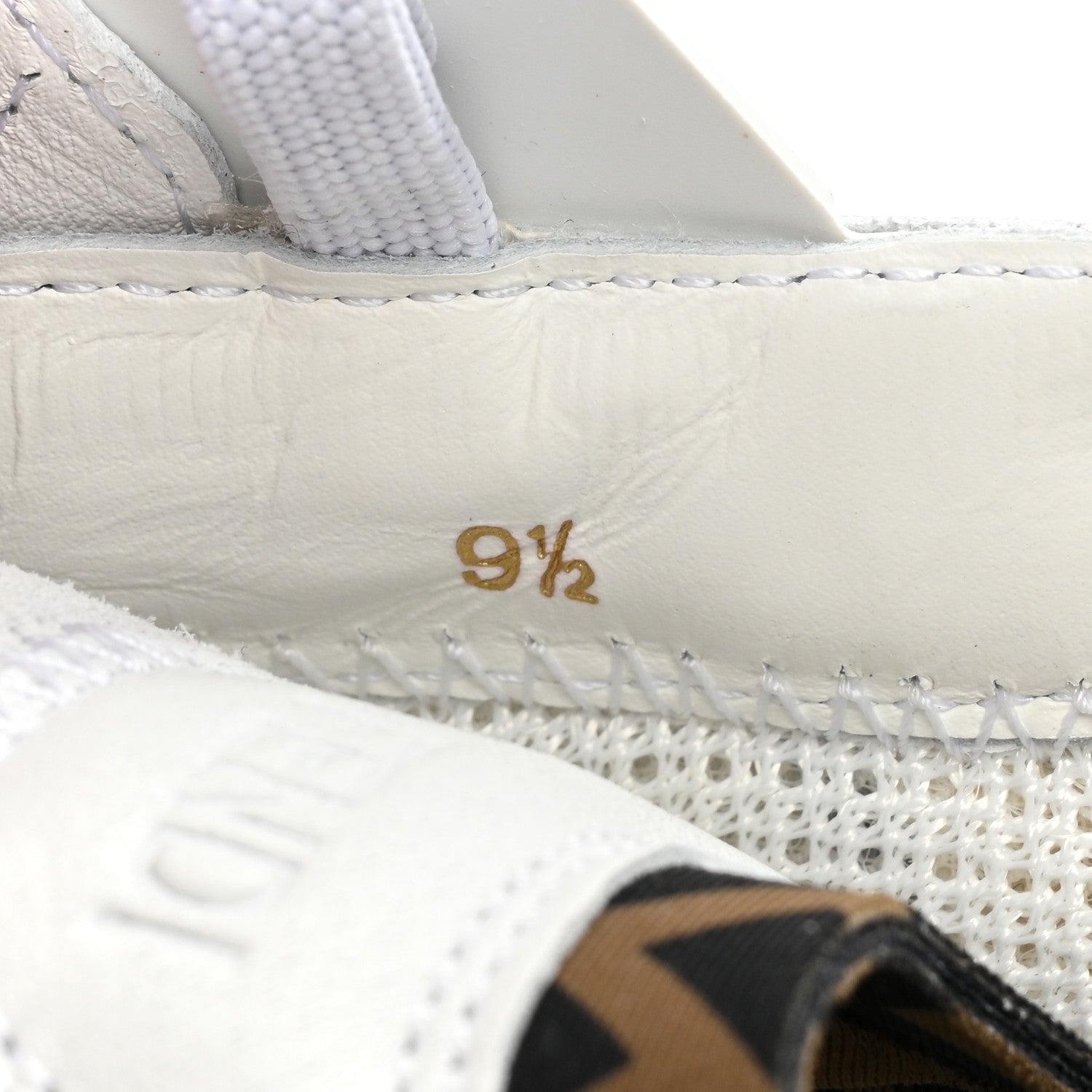 Fendi Vitello Fabric Jacquard Sued FF Mens Fendi Flow Low Top Sneakers 9.5 Ultra White Tabacco Black White 9 of 10