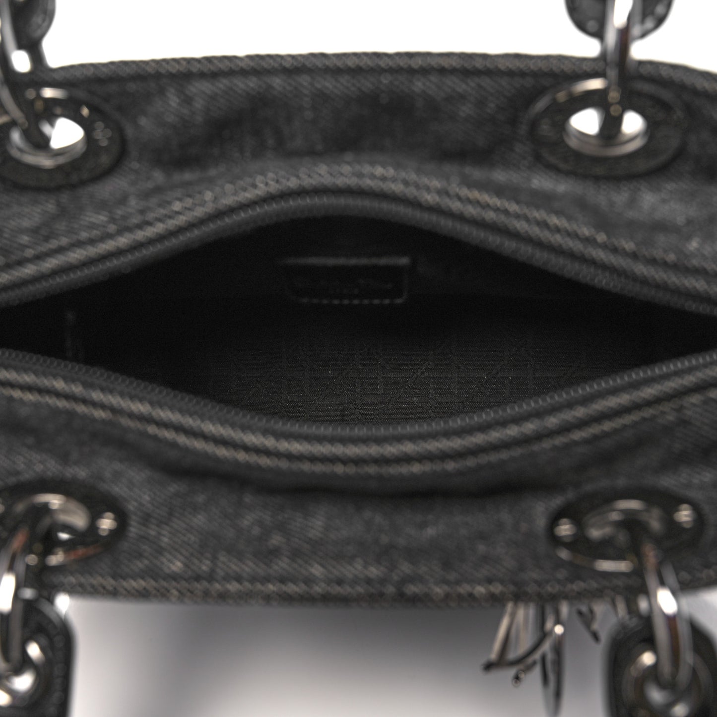 Denim Cannage Medium Lady Dior Black