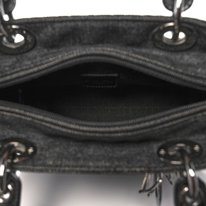 Christian Dior Denim Cannage Medium Lady Dior Black 4 of 11